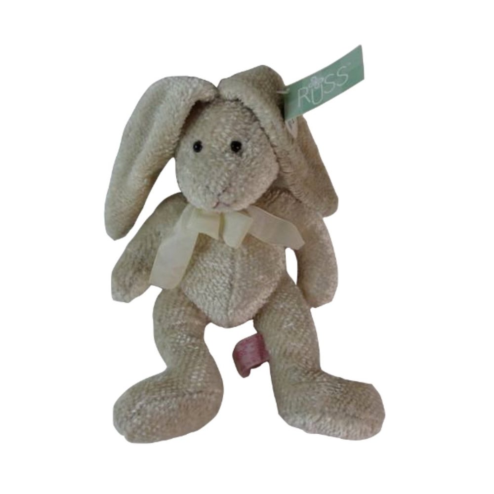 Russ Berrie Opal Ivory Plush Long Floppy Ear Bunny Rabbit Stuffed Animal Toy NEW